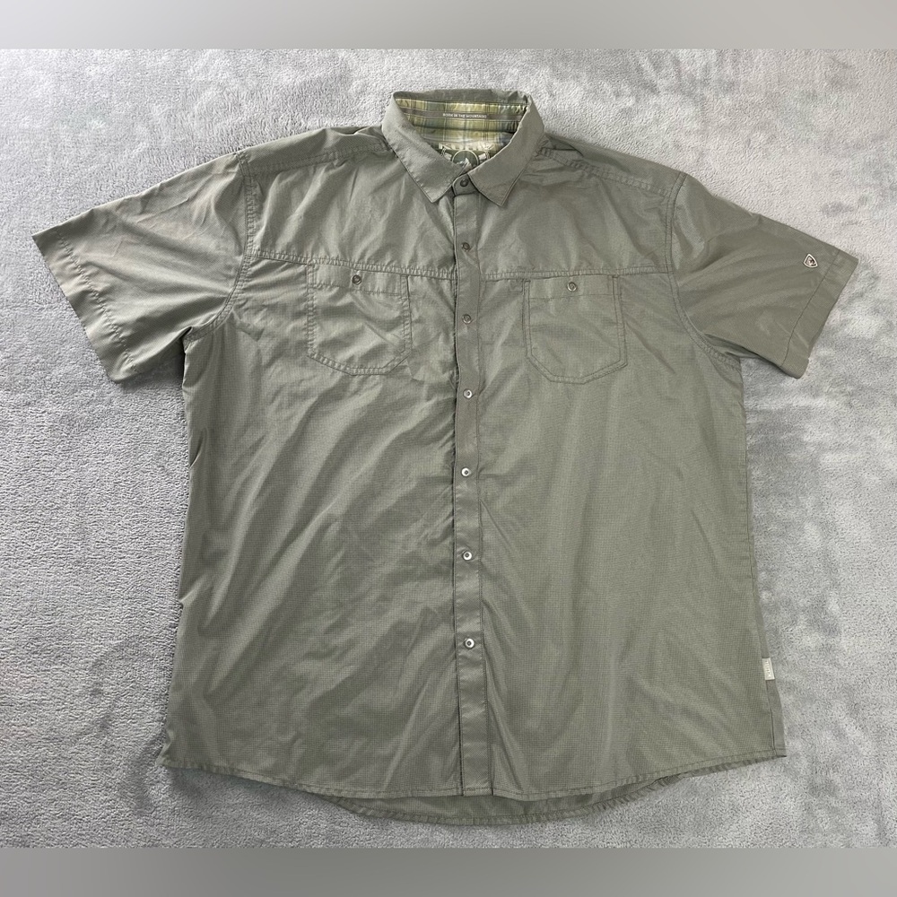 Kuhl Mountain Grown Snap Button Up Shirt Short Sleeve Mens XL Bubbling On Collar
